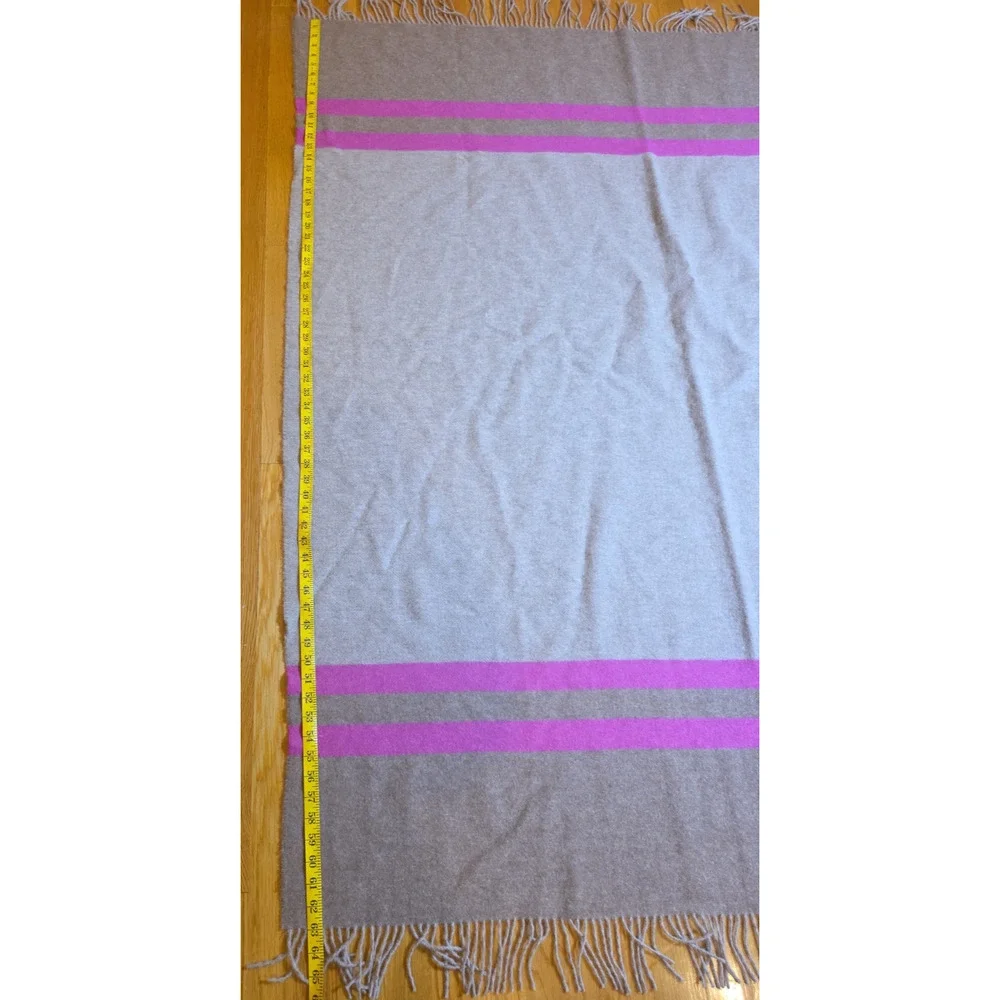 Alicia Adams Alpaca Throw Camel Hot Pink Stripe Fringe Equestrian Peru 51x63